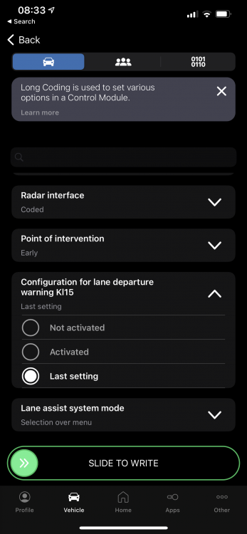 Golf mk8 R - Lane Assist to remember last setting CODING - OBDEleven ...